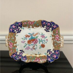 Feldspar porcelain Hand Painted Gold and Floral Platter